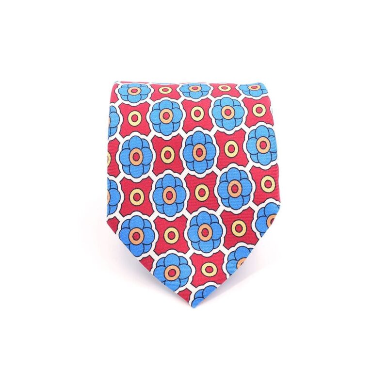 Floral Pattern Blue & Pink Tie