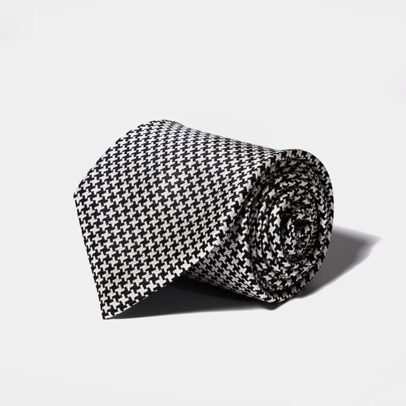 Houndstooth Pattern Black and White Tie